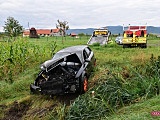 Audi wypadło z drogi Pieszyce - Dzierżoniów