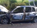Spłonął samochód na drodze Dobrocin - Byszów