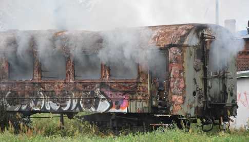 pożar wagonu w Dzierżoniowie