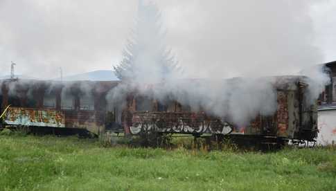 pożar wagonu w Dzierżoniowie