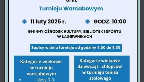 Turniej Tenisa Stołowego o Puchar Wójta Gminy Łagiewniki i Turniej Warcabowy