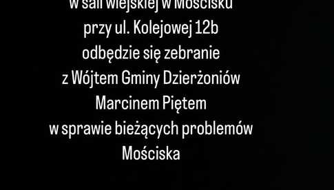 Mościsko. Zebranie z Wójtem Gminy Dzierżoniów