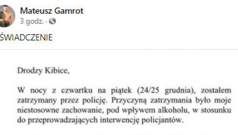 Znany zawodnik UFC, Mateusz Gamrot zatrzymany przez policję w Kudowie-Zdroju.