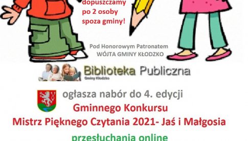 nabór do 4 edycji Konkursu Mistrz Pięknego Czytania 2021 - Jaś i Małgosia w formie online.