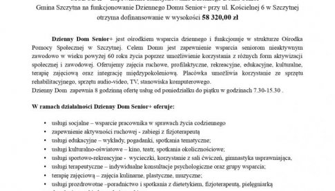 Gmina Szczytna otrzymała ponad 58 tys. zł. dofinansowania na funkcjonowanie Dziennego Domu Senior+