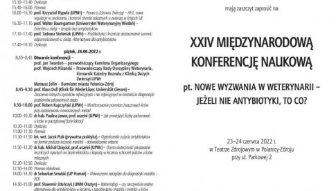 23-24.06. XXIV Międzynarodowa Konferencja Naukowa dot. wyzwań w weterynarii w Polanicy-Zdroju