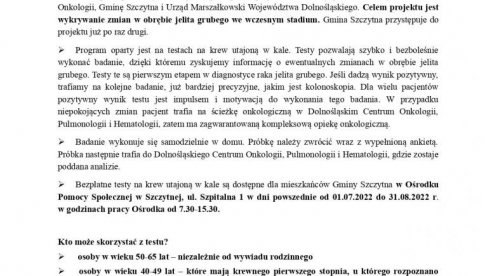 Gmina Szczytna kolejnym punktem na mapie Dolnego Śląska promującym profilaktykę raka jelita grubego
