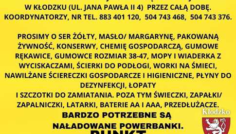 Aktualna lista potrzebnych rzeczy dla powodzian w Kłodzku