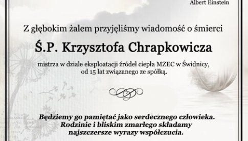 Kondolencje dla rodziny ś.p. Krzysztofa Chrapkowicza