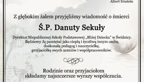 Kondolencje dla rodziny ś.pl. Danuty Sekuły składa prezydent Świdnicy i przewodniczący rady