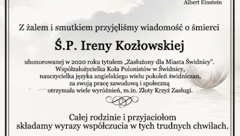 Kondolencje dla rodziny ś.p. Ireny Kozłowskiej