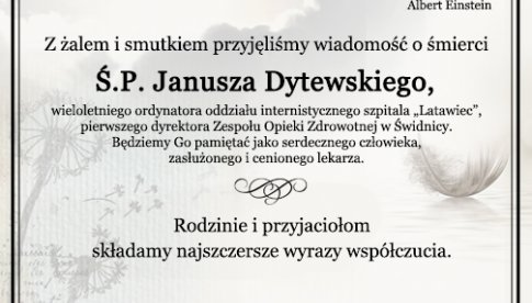 Kondolencje dla rodziny ś.p. Janusza Dytewskiego