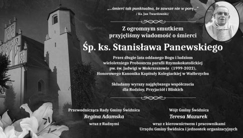 Zmarł ks. Stanisław Panewski, wieloletni proboszcz parafii św. Jadwigi w Mokrzeszowie
