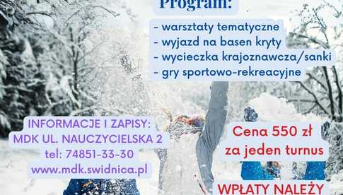 Zimowe półkolonie z Młodzieżowym Domem Kultury w Świdnicy