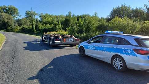 Prowadził skład ciężarowy z naczepą, która nie posiadała OC, przeglądu i miała tablice rejestracyjne z innego pojazdu. To jednak nie był koniec problemów kierującego!