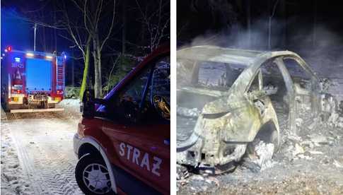 [Region, foto] Zwęglone zwłoki w samochodzie. Policja ustala tożsamość ofiary 