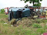 Ciężarówka wywróciła się na trasie Kamieniec Ząbkowicki- Złoty Stok