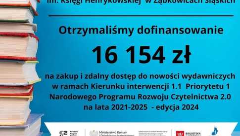 Ponad 16 tys. zł wsparcia dla Biblioteka Ząbkowice Śląskie na zakup nowości wydawniczych!