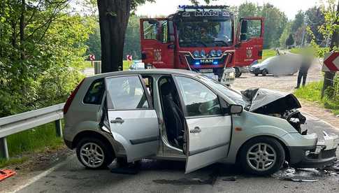Zderzenie pojazdów na DW390. Droga jest zablokowana!